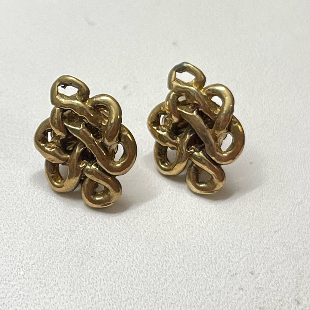 Louisa Guild Designer Cast Brass Infinity Knot Stud Earrings Gf Posts